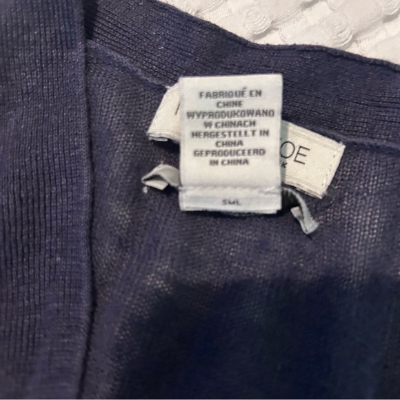 Rachel Zoe 100% Linen Navy Button Front Cardigan Sweater | Size Medium - Picture 7 of 7